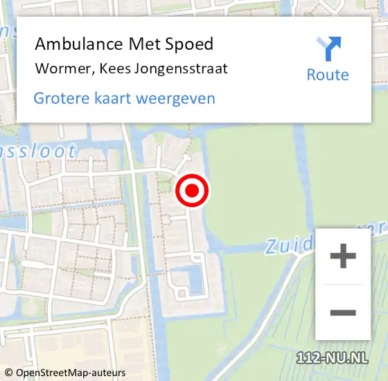 Locatie op kaart van de 112 melding: Ambulance Met Spoed Naar Wormer, Kees Jongensstraat op 29 maart 2023 06:02