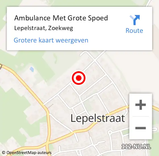 Locatie op kaart van de 112 melding: Ambulance Met Grote Spoed Naar Lepelstraat, Zoekweg op 20 augustus 2014 14:07