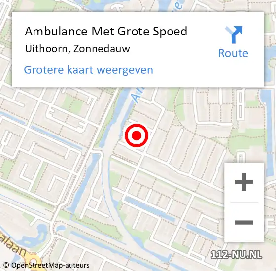Locatie op kaart van de 112 melding: Ambulance Met Grote Spoed Naar Uithoorn, Zonnedauw op 29 maart 2023 07:20