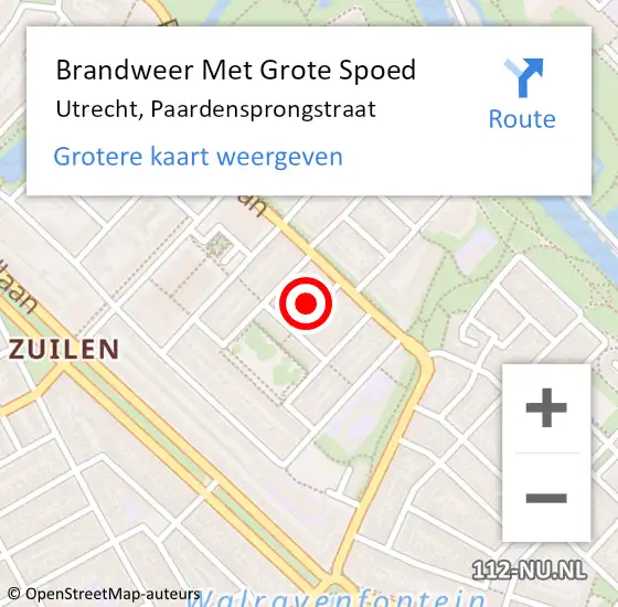 Locatie op kaart van de 112 melding: Brandweer Met Grote Spoed Naar Utrecht, Paardensprongstraat op 29 maart 2023 07:25