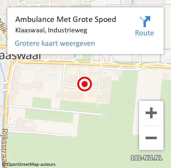 Locatie op kaart van de 112 melding: Ambulance Met Grote Spoed Naar Klaaswaal, Industrieweg op 29 maart 2023 07:44