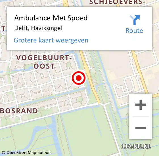 Locatie op kaart van de 112 melding: Ambulance Met Spoed Naar Delft, Haviksingel op 29 maart 2023 07:52