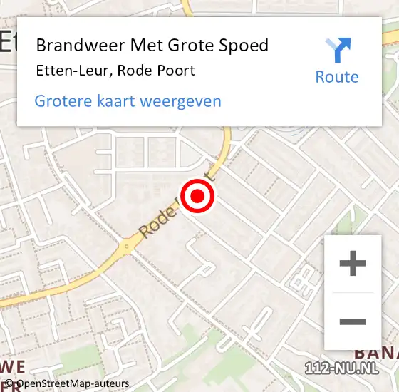 Locatie op kaart van de 112 melding: Brandweer Met Grote Spoed Naar Etten-Leur, Rode Poort op 29 maart 2023 08:06