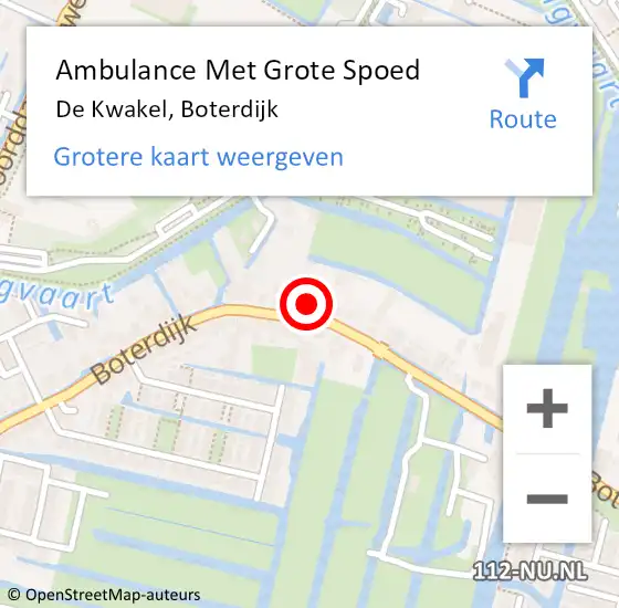 Locatie op kaart van de 112 melding: Ambulance Met Grote Spoed Naar De Kwakel, Boterdijk op 29 maart 2023 08:11