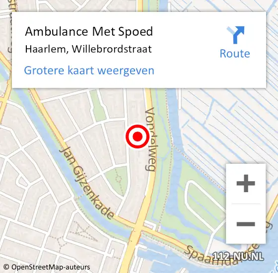 Locatie op kaart van de 112 melding: Ambulance Met Spoed Naar Haarlem, Willebrordstraat op 29 maart 2023 08:39