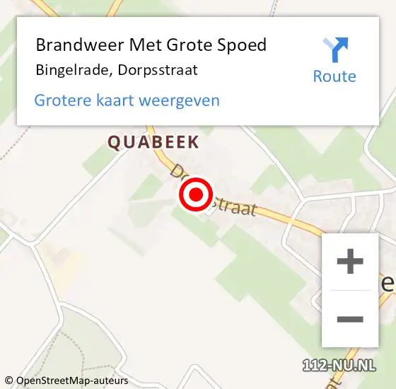 Locatie op kaart van de 112 melding: Brandweer Met Grote Spoed Naar Bingelrade, Dorpsstraat op 29 maart 2023 08:41