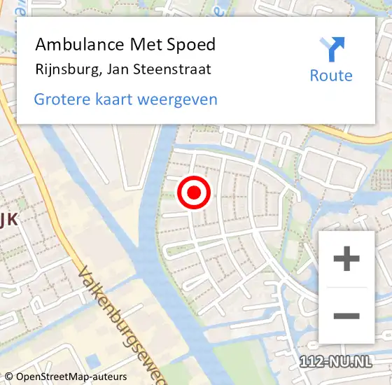 Locatie op kaart van de 112 melding: Ambulance Met Spoed Naar Rijnsburg, Jan Steenstraat op 29 maart 2023 08:42