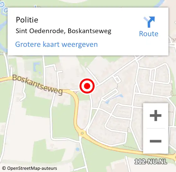 Locatie op kaart van de 112 melding: Politie Sint Oedenrode, Boskantseweg op 29 maart 2023 08:48