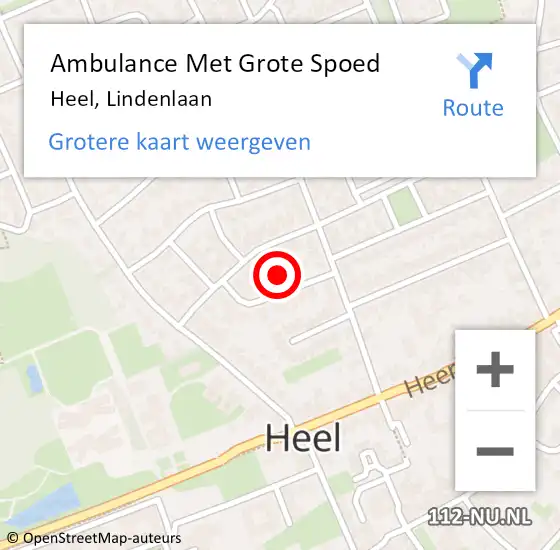 Locatie op kaart van de 112 melding: Ambulance Met Grote Spoed Naar Heel, Lindenlaan op 29 maart 2023 09:32