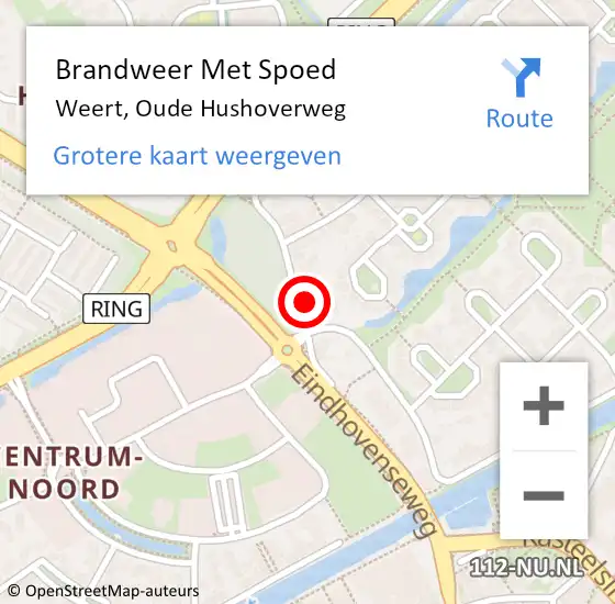 Locatie op kaart van de 112 melding: Brandweer Met Spoed Naar Weert, Oude Hushoverweg op 29 maart 2023 09:38