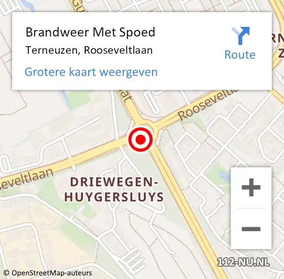 Locatie op kaart van de 112 melding: Brandweer Met Spoed Naar Terneuzen, Rooseveltlaan op 29 maart 2023 10:16