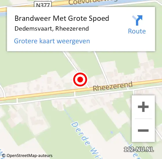 Locatie op kaart van de 112 melding: Brandweer Met Grote Spoed Naar Dedemsvaart, Rheezerend op 29 maart 2023 10:31