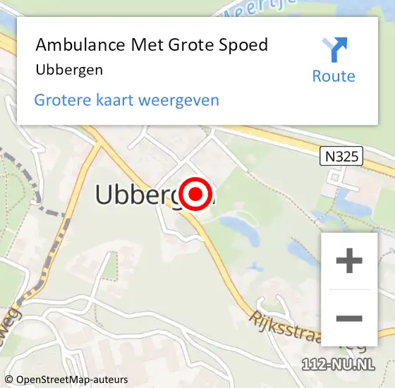 Locatie op kaart van de 112 melding: Ambulance Met Grote Spoed Naar Ubbergen op 29 maart 2023 11:11
