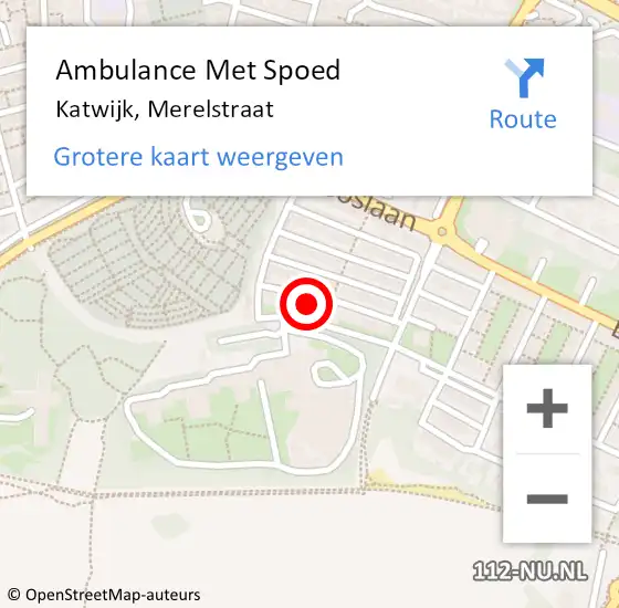 Locatie op kaart van de 112 melding: Ambulance Met Spoed Naar Katwijk, Merelstraat op 29 maart 2023 11:28