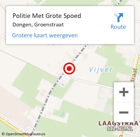 Locatie op kaart van de 112 melding: Politie Met Grote Spoed Naar Dongen, Groenstraat op 29 maart 2023 11:38