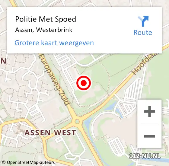 Locatie op kaart van de 112 melding: Politie Met Spoed Naar Assen, Westerbrink op 29 maart 2023 11:39