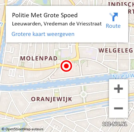 Locatie op kaart van de 112 melding: Politie Met Grote Spoed Naar Leeuwarden, Vredeman de Vriesstraat op 29 maart 2023 12:20