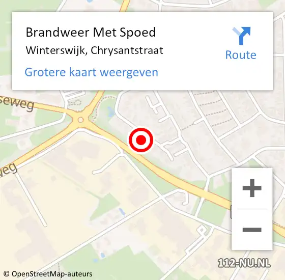 Locatie op kaart van de 112 melding: Brandweer Met Spoed Naar Winterswijk, Chrysantstraat op 29 maart 2023 12:20