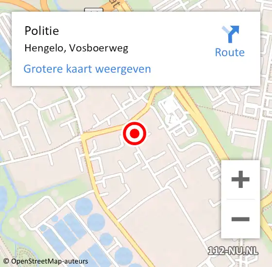 Locatie op kaart van de 112 melding: Politie Hengelo, Vosboerweg op 29 maart 2023 12:31