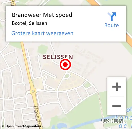 Locatie op kaart van de 112 melding: Brandweer Met Spoed Naar Boxtel, Selissen op 29 maart 2023 15:12