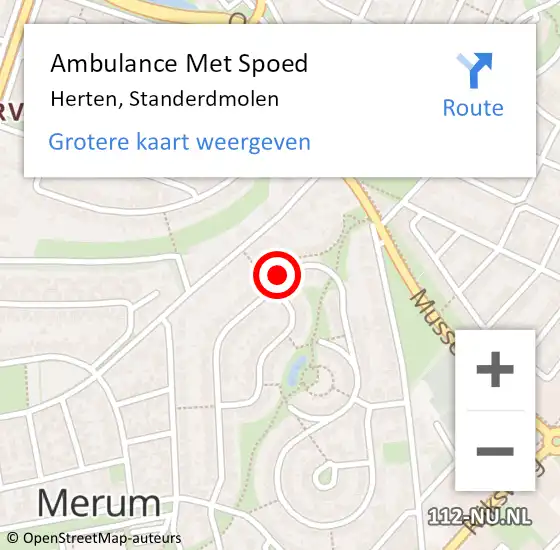 Locatie op kaart van de 112 melding: Ambulance Met Spoed Naar Herten, Standerdmolen op 29 maart 2023 15:15