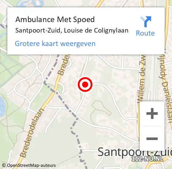 Locatie op kaart van de 112 melding: Ambulance Met Spoed Naar Santpoort-Zuid, Louise de Colignylaan op 29 maart 2023 15:45