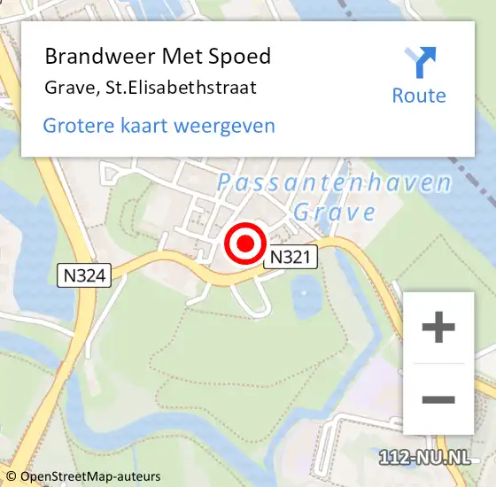 Locatie op kaart van de 112 melding: Brandweer Met Spoed Naar Grave, St.Elisabethstraat op 29 maart 2023 16:09