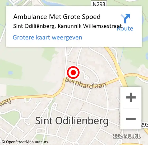 Locatie op kaart van de 112 melding: Ambulance Met Grote Spoed Naar Sint Odiliënberg, Kanunnik Willemsestraat op 29 maart 2023 16:50
