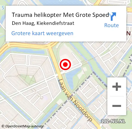 Locatie op kaart van de 112 melding: Trauma helikopter Met Grote Spoed Naar Den Haag, Kiekendiefstraat op 29 maart 2023 17:03