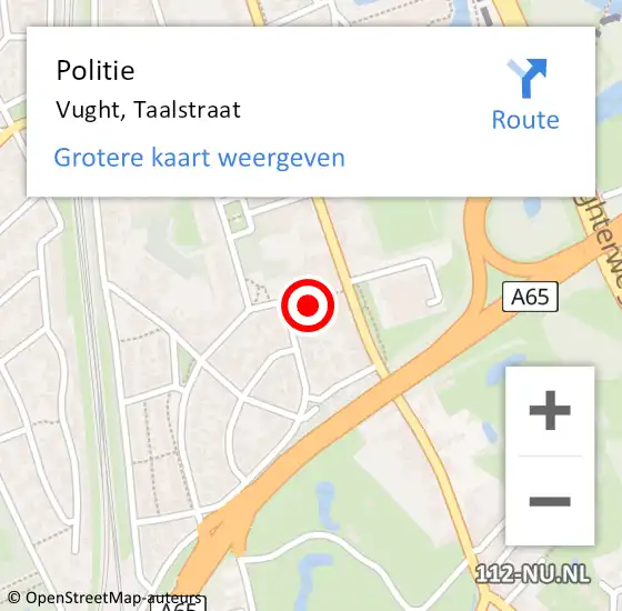 Locatie op kaart van de 112 melding: Politie Vught, Taalstraat op 29 maart 2023 17:27