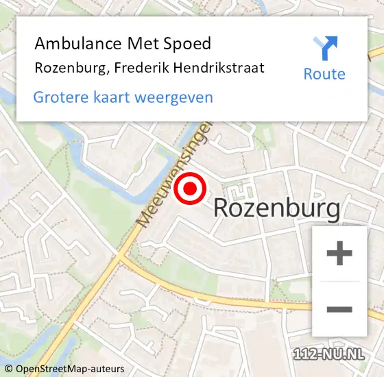 Locatie op kaart van de 112 melding: Ambulance Met Spoed Naar Rozenburg, Frederik Hendrikstraat op 29 maart 2023 17:36