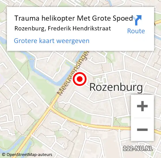 Locatie op kaart van de 112 melding: Trauma helikopter Met Grote Spoed Naar Rozenburg, Frederik Hendrikstraat op 29 maart 2023 17:40