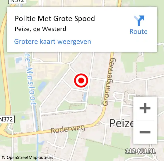 Locatie op kaart van de 112 melding: Politie Met Grote Spoed Naar Peize, de Westerd op 29 maart 2023 18:01