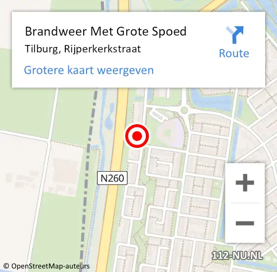 Locatie op kaart van de 112 melding: Brandweer Met Grote Spoed Naar Tilburg, Rijperkerkstraat op 29 maart 2023 18:11