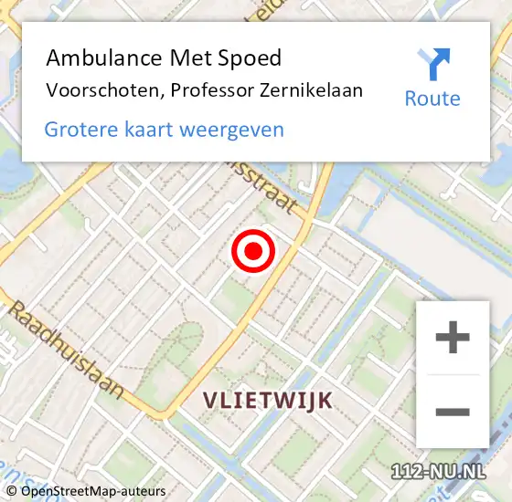 Locatie op kaart van de 112 melding: Ambulance Met Spoed Naar Voorschoten, Professor Zernikelaan op 29 maart 2023 18:19