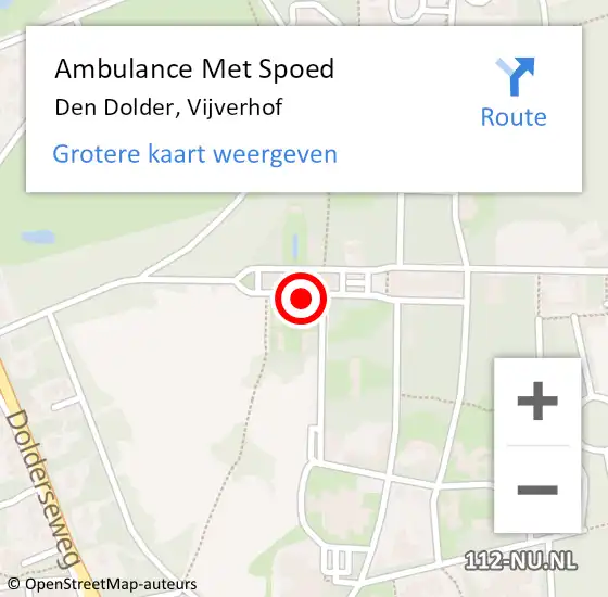 Locatie op kaart van de 112 melding: Ambulance Met Spoed Naar Den Dolder, Vijverhof op 20 augustus 2014 15:18