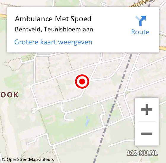 Locatie op kaart van de 112 melding: Ambulance Met Spoed Naar Bentveld, Teunisbloemlaan op 29 maart 2023 19:04