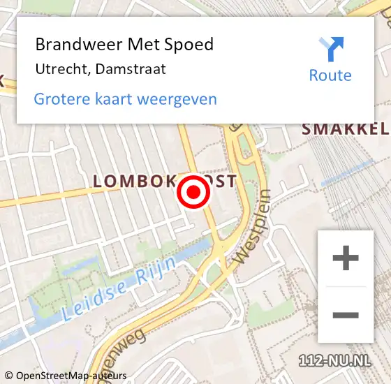 Locatie op kaart van de 112 melding: Brandweer Met Spoed Naar Utrecht, Damstraat op 29 maart 2023 19:09