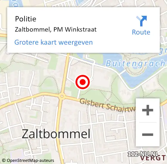 Locatie op kaart van de 112 melding: Politie Zaltbommel, PM Winkstraat op 29 maart 2023 19:16