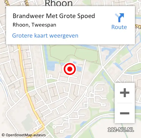 Locatie op kaart van de 112 melding: Brandweer Met Grote Spoed Naar Rhoon, Tweespan op 29 maart 2023 19:20