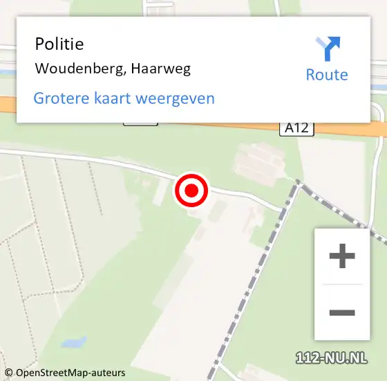 Locatie op kaart van de 112 melding: Politie Woudenberg, Haarweg op 29 maart 2023 19:20