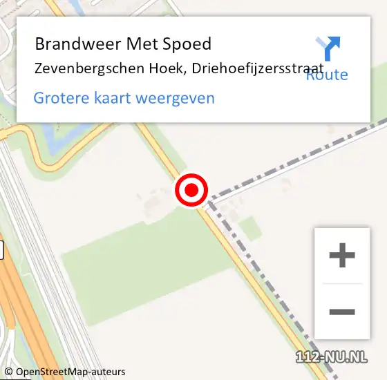 Locatie op kaart van de 112 melding: Brandweer Met Spoed Naar Zevenbergschen Hoek, Driehoefijzersstraat op 29 maart 2023 19:30