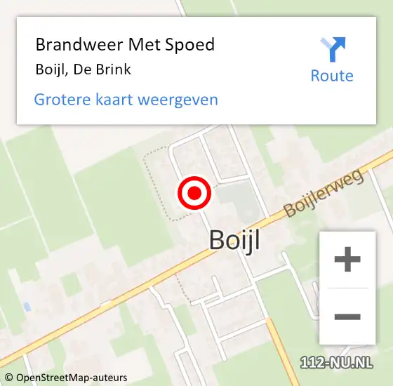 Locatie op kaart van de 112 melding: Brandweer Met Spoed Naar Boijl, De Brink op 29 maart 2023 19:42