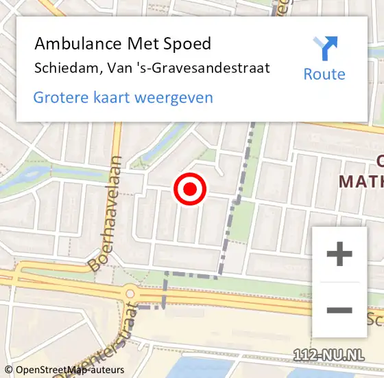 Locatie op kaart van de 112 melding: Ambulance Met Spoed Naar Schiedam, Van 's-Gravesandestraat op 29 maart 2023 19:45