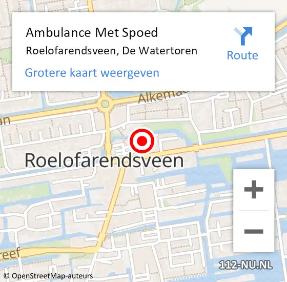 Locatie op kaart van de 112 melding: Ambulance Met Spoed Naar Roelofarendsveen, De Watertoren op 29 maart 2023 19:54