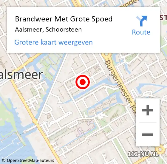 Locatie op kaart van de 112 melding: Brandweer Met Grote Spoed Naar Aalsmeer, Schoorsteen op 29 maart 2023 20:07