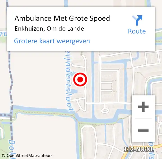 Locatie op kaart van de 112 melding: Ambulance Met Grote Spoed Naar Enkhuizen, Om de Lande op 29 maart 2023 20:09