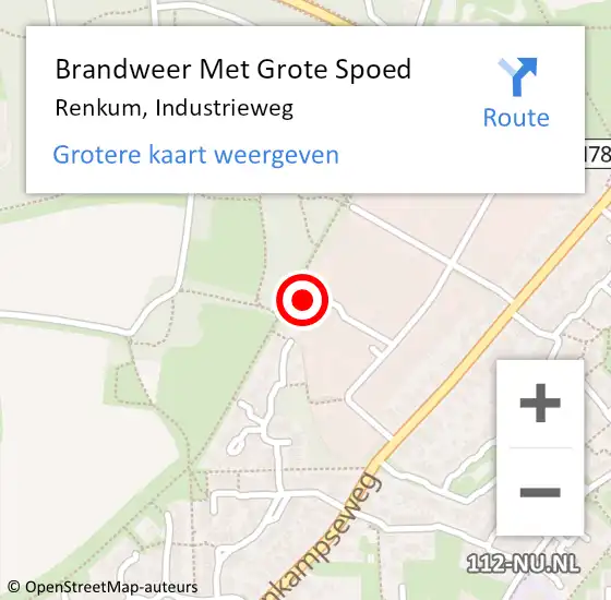 Locatie op kaart van de 112 melding: Brandweer Met Grote Spoed Naar Renkum, Industrieweg op 29 maart 2023 20:52