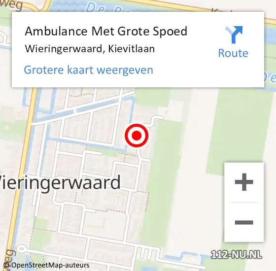 Locatie op kaart van de 112 melding: Ambulance Met Grote Spoed Naar Wieringerwaard, Kievitlaan op 29 maart 2023 21:08