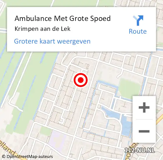 Locatie op kaart van de 112 melding: Ambulance Met Grote Spoed Naar Krimpen aan de Lek op 29 maart 2023 21:20